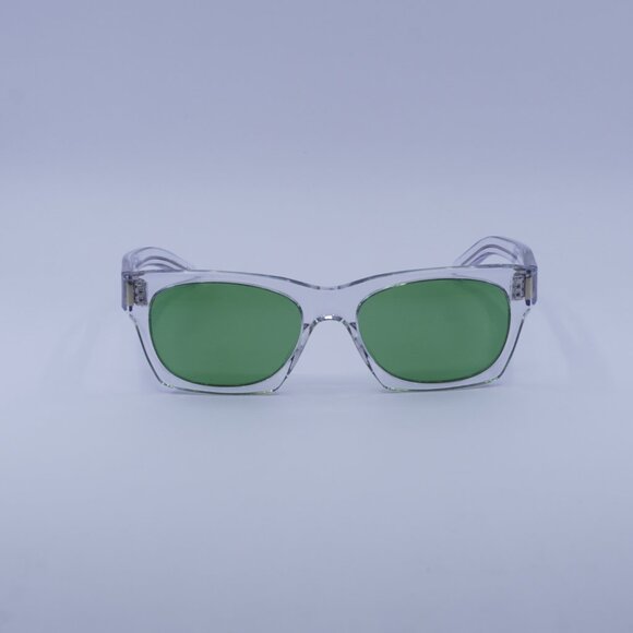 Saint Laurent SL402 008 Sunglasses Transparent Square Frame, Green Lenses - Picture 3 of 12